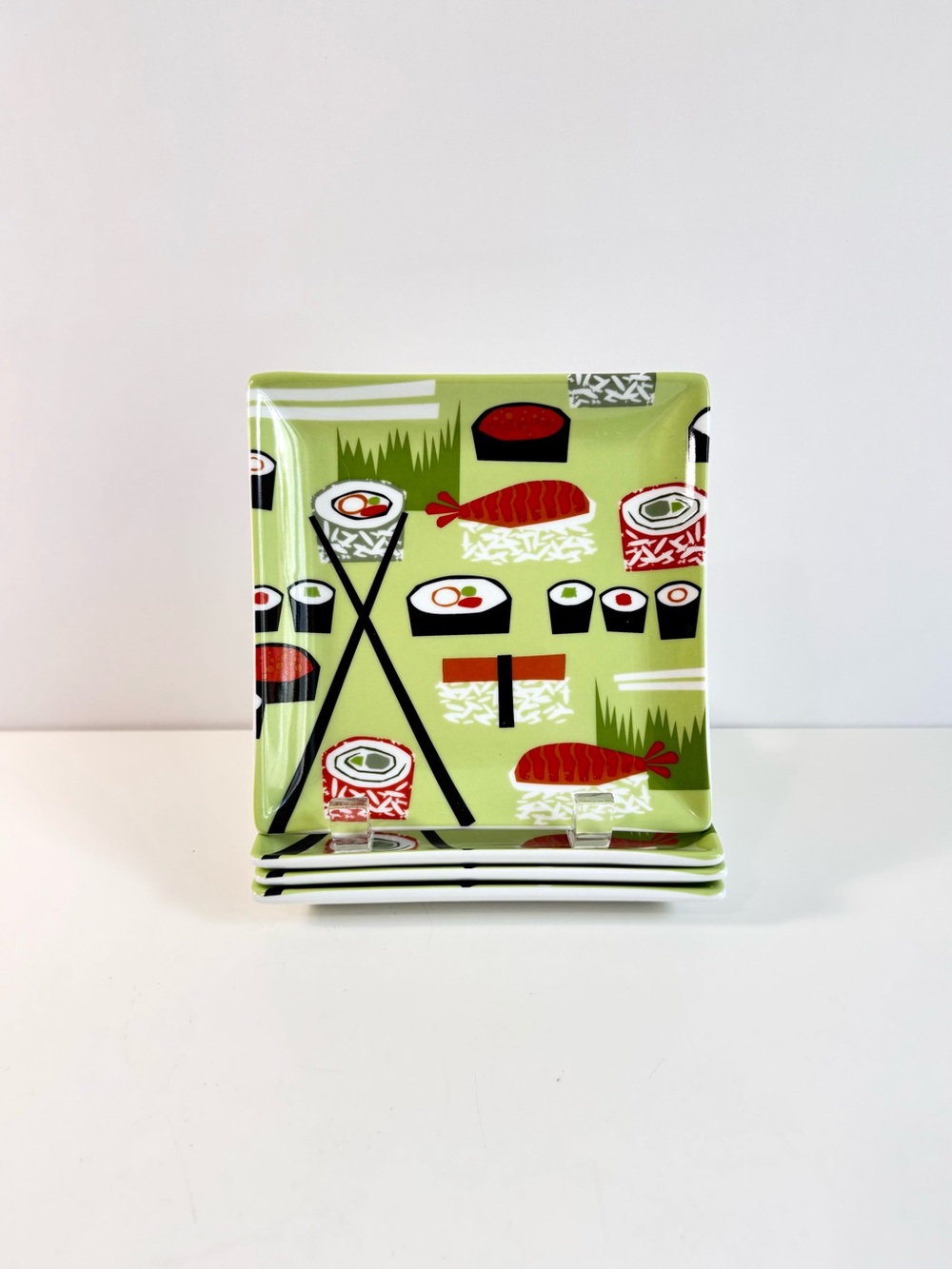 Boston Warehouse 2006 Square Sushi Plates ~ Set of 4